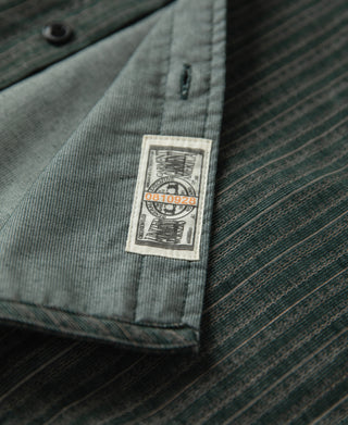 label of Textured Retro Stripe Cotton Blend Shirt