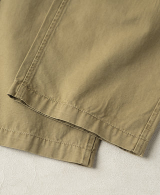 leg opening detail of Vintage Washed Tapered 5-Pocket Pants in Khaki