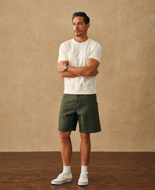 lifestyle shot of White 1950s V-Gusset Cotton T-Shirt