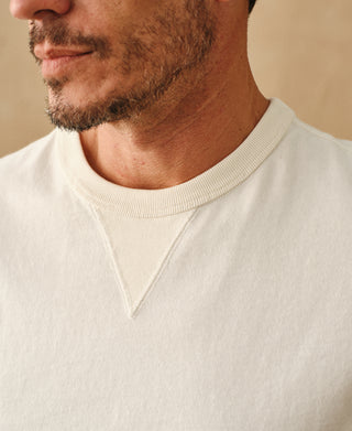lifestyle shot of White 1950s V-Gusset Cotton T-Shirt