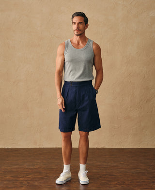 lifestyle shot of Cotton and Modal-Blend Tank Top in Gray