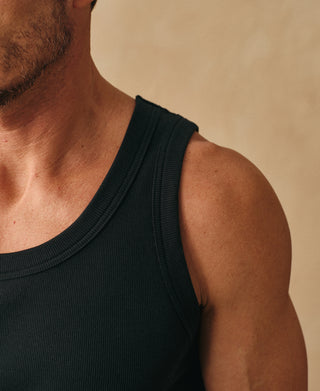 lifestyle shot of Black Cotton and Modal-Blend Tank Top
