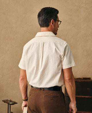 lifestyle shot of Ivory Italian Collar Salt-Shrunk Shirt
