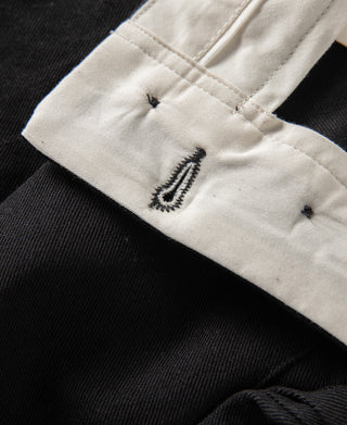 lining detail of Textured Linen-Cotton Trousers – Black