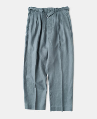 Lot 845 Linen Double Pleated Trousers in Gray Blue