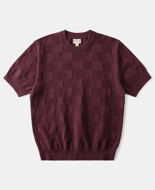Lot 927 Retro Checker Knit Cotton Crewneck T-Shirt - Purple