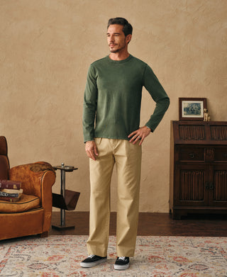 lifestyle shot of Green Sun-Washed Cotton Long Sleeve T-Shirt 