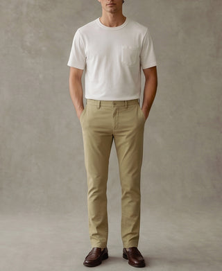 Cotton-Blend Slim Tapered Trousers - Khaki