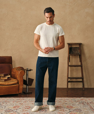 lifestyle shot of Vintage Slub Cotton Cap Sleeve T-Shirt - Apricot