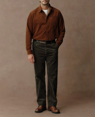 1920s Heavy Corduroy Farmer Work Trousers - Dark Green