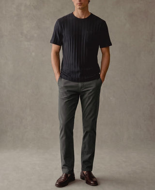 Men's vintage black ribbed cotton T-shirt front view with short sleeves
