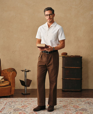 lifestyle shot of Italian Collar Salt-Shrunk Shirt - White