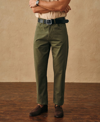 Vintage Washed Tapered 5-Pocket Pants - Olive