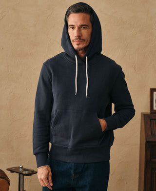 1950s Heavyweight Cotton Fleece Hoodie - Dark Blue