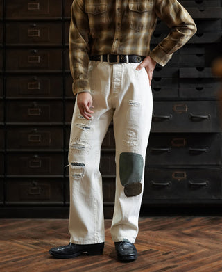 15.5 oz Ecru Selvedge Denim Repair Jeans