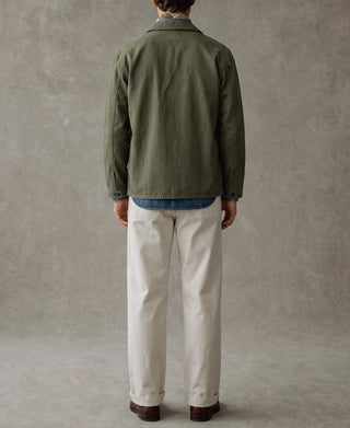 1940s USN-Inspired Herringbone Deck Trousers - White