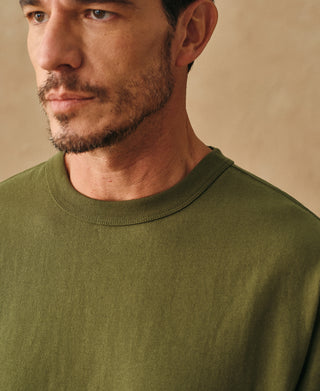 1900s Heavyweight Cotton Jersey Boxy T-Shirt - Olive