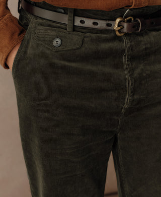 1920s Heavy Corduroy Farmer Work Trousers - Dark Green
