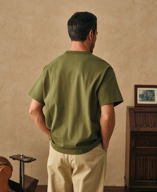 1900s Heavyweight Cotton Jersey Boxy T-Shirt - Olive