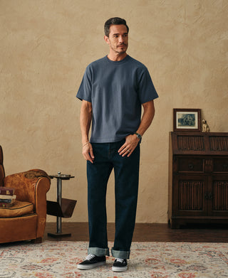 1900s Heavyweight Cotton Jersey Boxy T-Shirt - Gray Blue