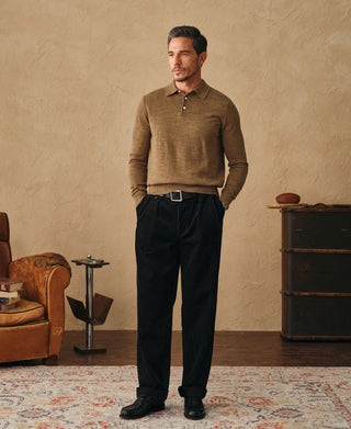 1960s Double Pleated Corduroy Trousers - Black