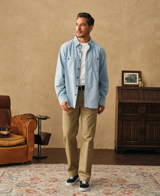 Military Wash Chambray Workshirt - Washed Blue
