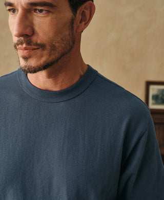 1900s Heavyweight Cotton Jersey Boxy T-Shirt - Gray Blue