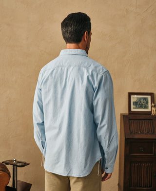 Military Wash Chambray Workshirt - Washed Blue