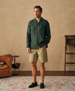 overview of 1930s Washed Officer Chino Shorts in Khaki
