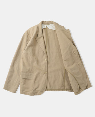 overview of Textured Linen-Cotton Sack Jacket – Khaki