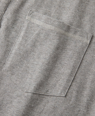 pocket detail of 1940s Slub Cotton Henley Pocket T-shirt in Gray