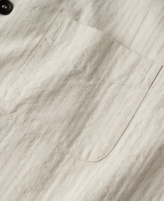 pocket detail of Ivory Italian Collar Salt-Shrunk Shirt