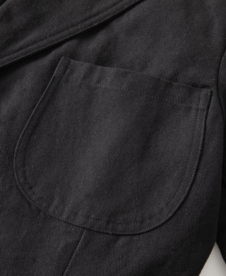 pocket detail of Textured Linen-Cotton Sack Jacket – Black