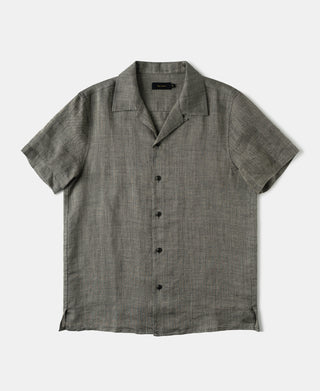 Relaxed Ramie Herringbone Cuban Shirt