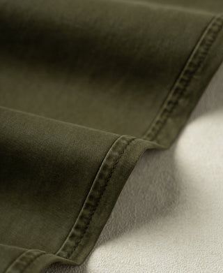 seam detail of Vintage Washed Tapered 5-Pocket Pants in Olive