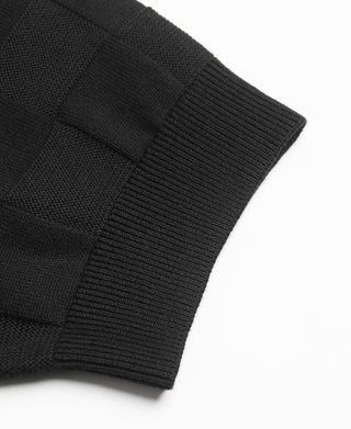 sleeve detail of Lot 927 Retro Checker Knit Cotton Crewneck T-Shirt - Black