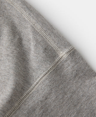 shoulder detail of 1940s Slub Cotton Henley Pocket T-shirt in Gray