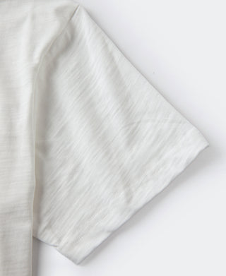 sleeve detail of White Heavyweight Slub Cotton Short Sleeve T-Shirt