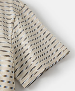 sleeve detail of Heavyweight Cotton Striped Pocket T-Shirt - Apricot
