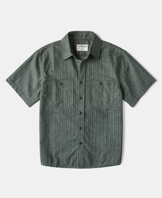 Textured Retro Stripe Cotton Blend Shirt