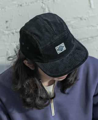 12.5 oz Corduroy 5 Panel Cap - Black