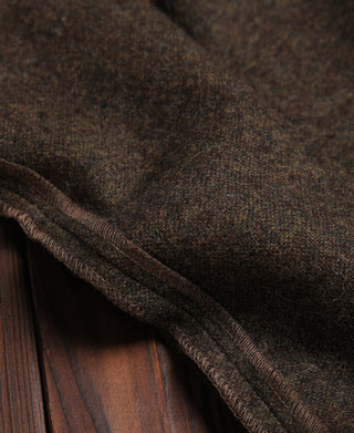 British Retro Brown Tweed Double Pleated Trousers