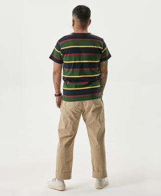 9.8 oz IVY Style Striped T-Shirt - Navy/Green