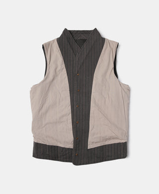 1920s French Salt & Pepper Striped Chambray Vest