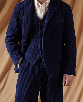 1920s French Indigo Corduroy Suit Jacket