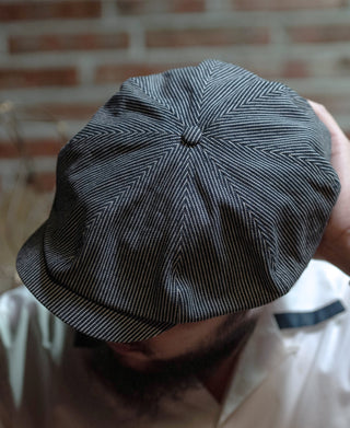 Old Time Denim Stripe Newsboy Cap