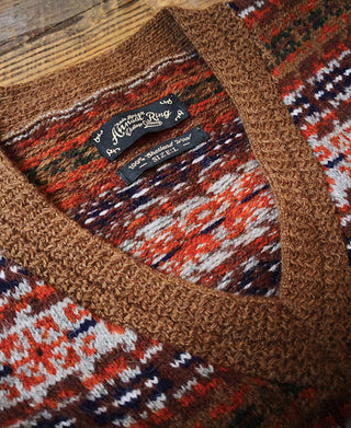 Shetland Wool Fair Isle Sweater Vest - Camel