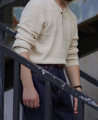 Jacquard Knitted Henley Shirt