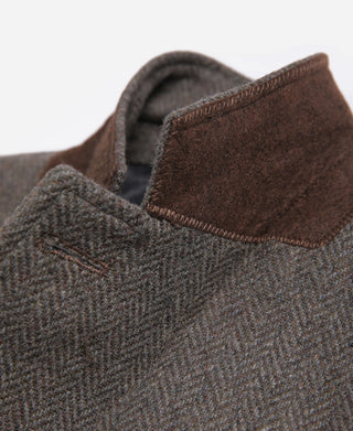 Brown Herringbone Tweed Blazer