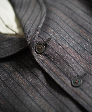 1920s French Salt & Pepper Striped Chambray Vest